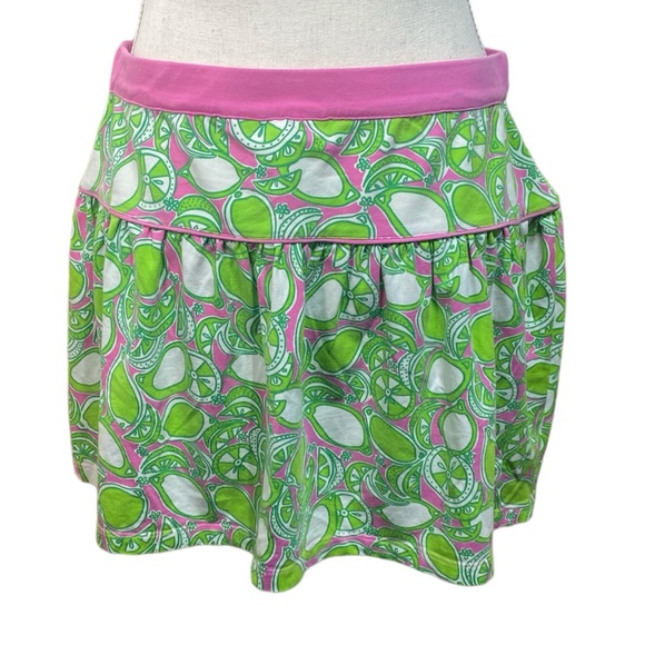 Vtg Lilly Pulitzer Women's Green Pink Lime Citrus Print Skirt White Label Small - Picture 3 of 4